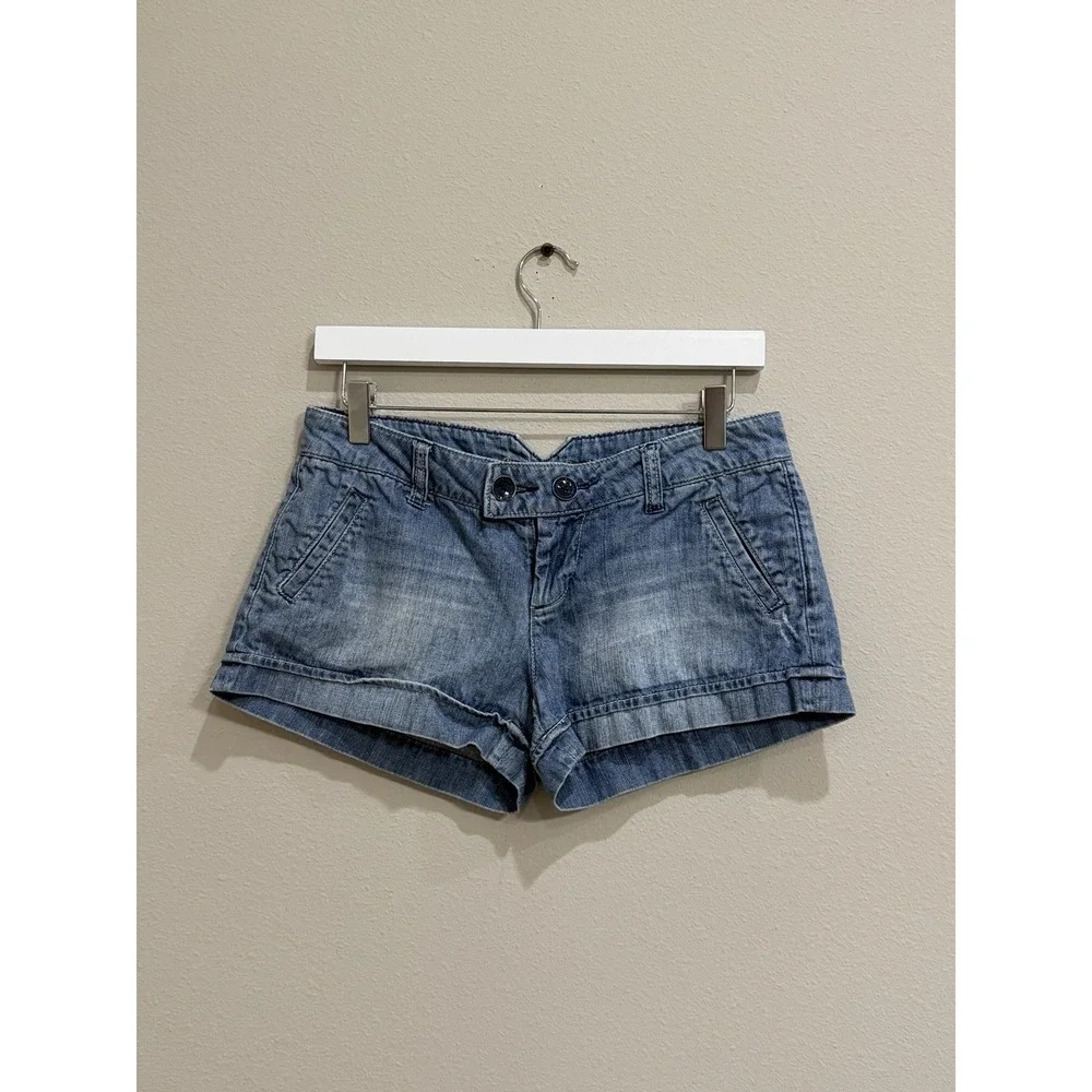 Vintage American Eagle Y2K Low Rise Denim Trouser Shorts Size 4